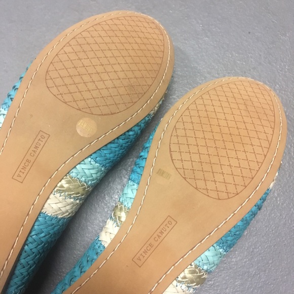 NWT Vince Camuto Lyon Blue & Gold Ballerina Flats - Picture 8 of 16